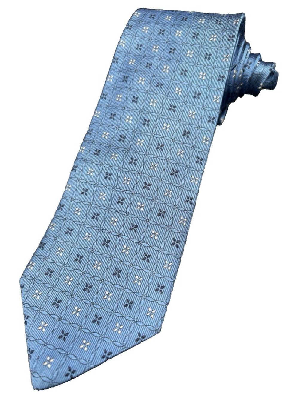 Brooks Brothers Men's Tie 100% Silk 346 Designer Blue Square's Geometric GUC